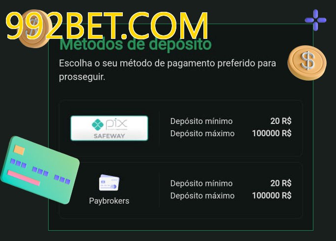 O cassino 992BET.COMbet oferece uma grande variedade de métodos de pagamento